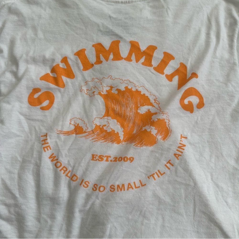White long sleeve cropped Mac Miller Swimming Top 100% cotton